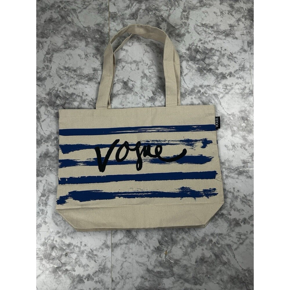 Vogue Magazine Blue Striped Canvas Tote Bag - Limited Fashion Promo Accessory